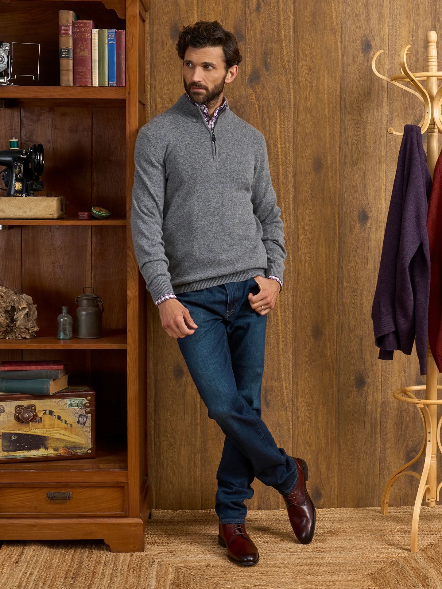 Lammullströja med half zip - Stenströms Store