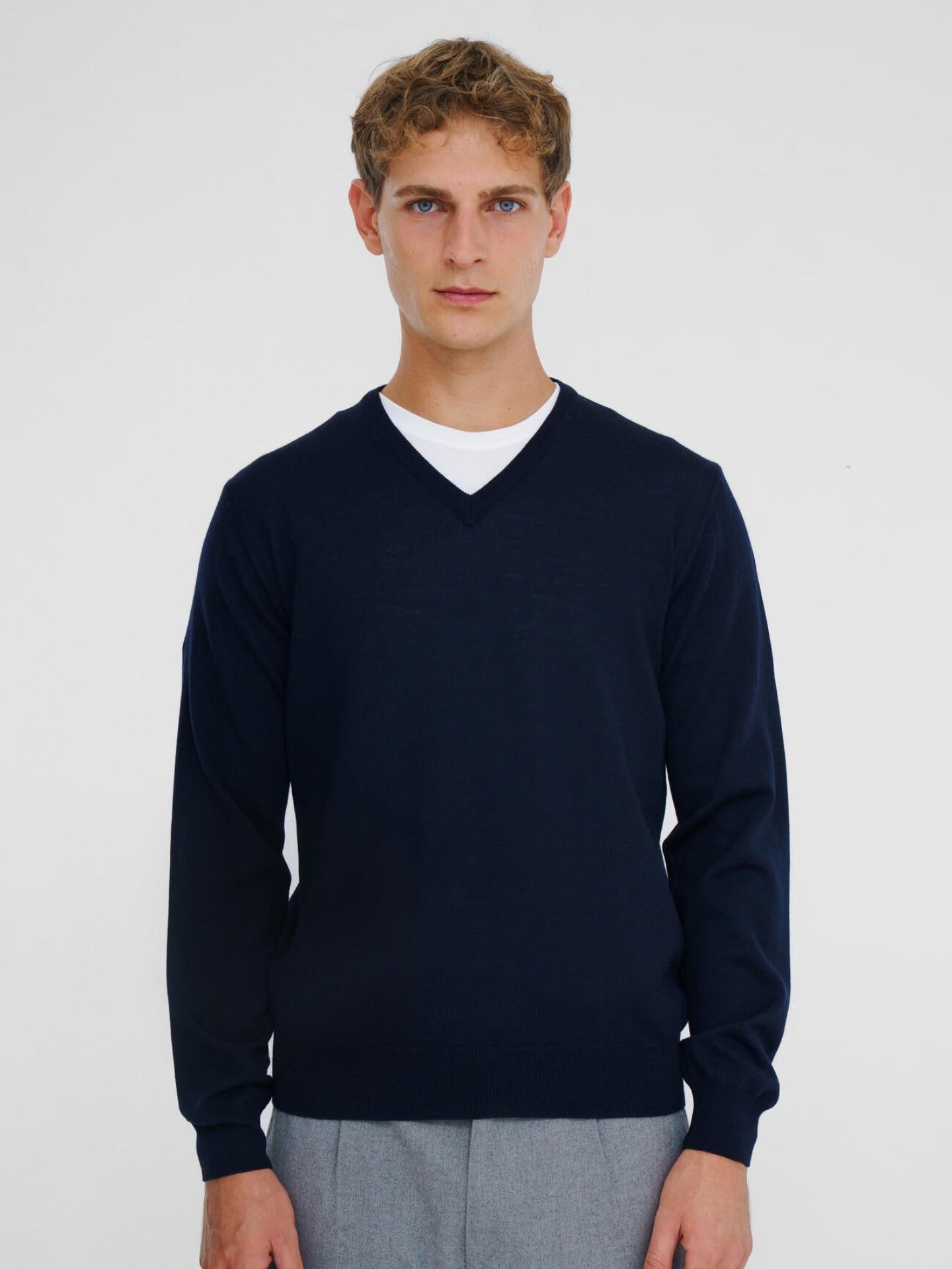 V-hals Tröja i Merinoull