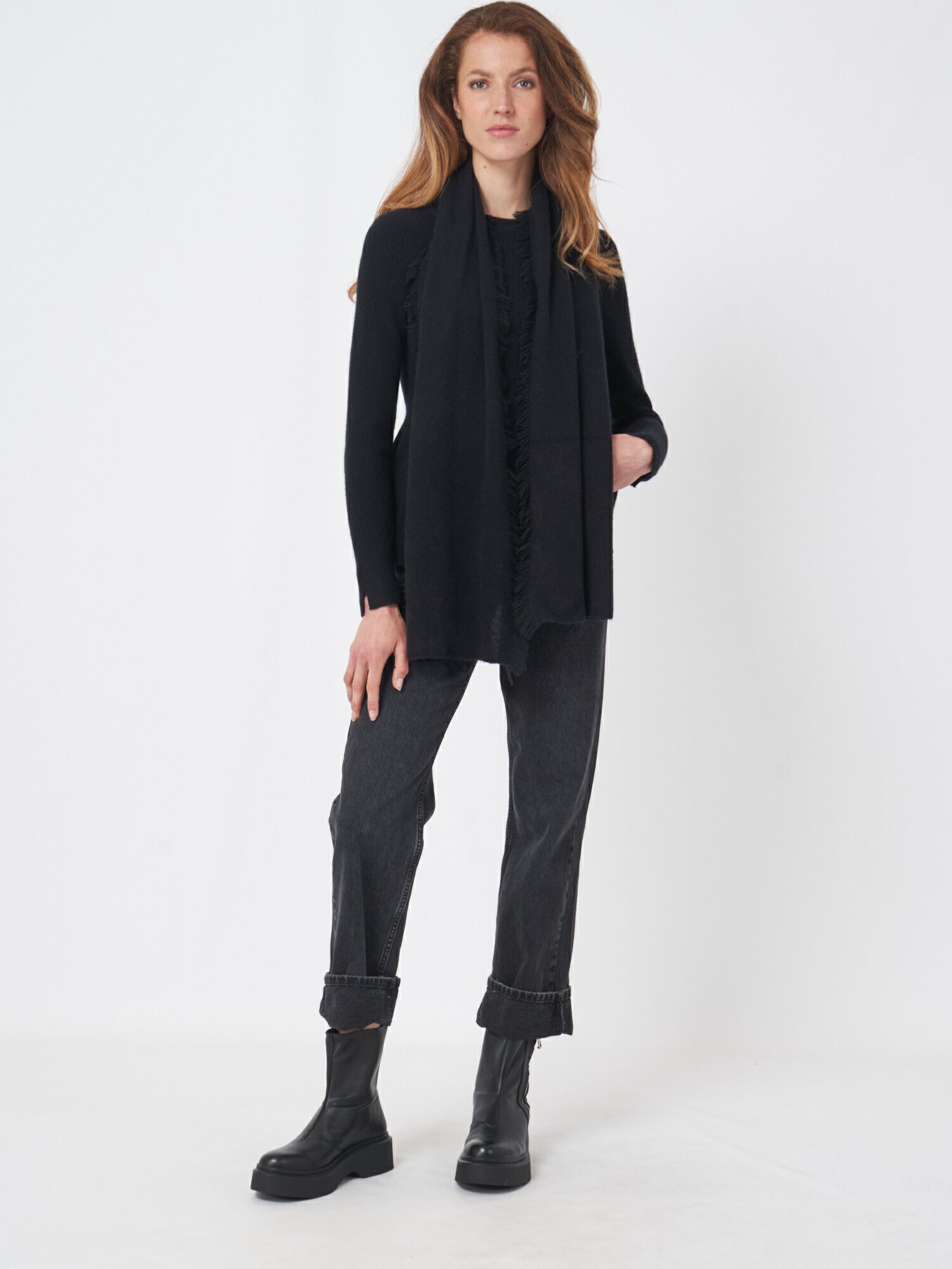 Fransad Scarf i Cashmere - Stenströms Store