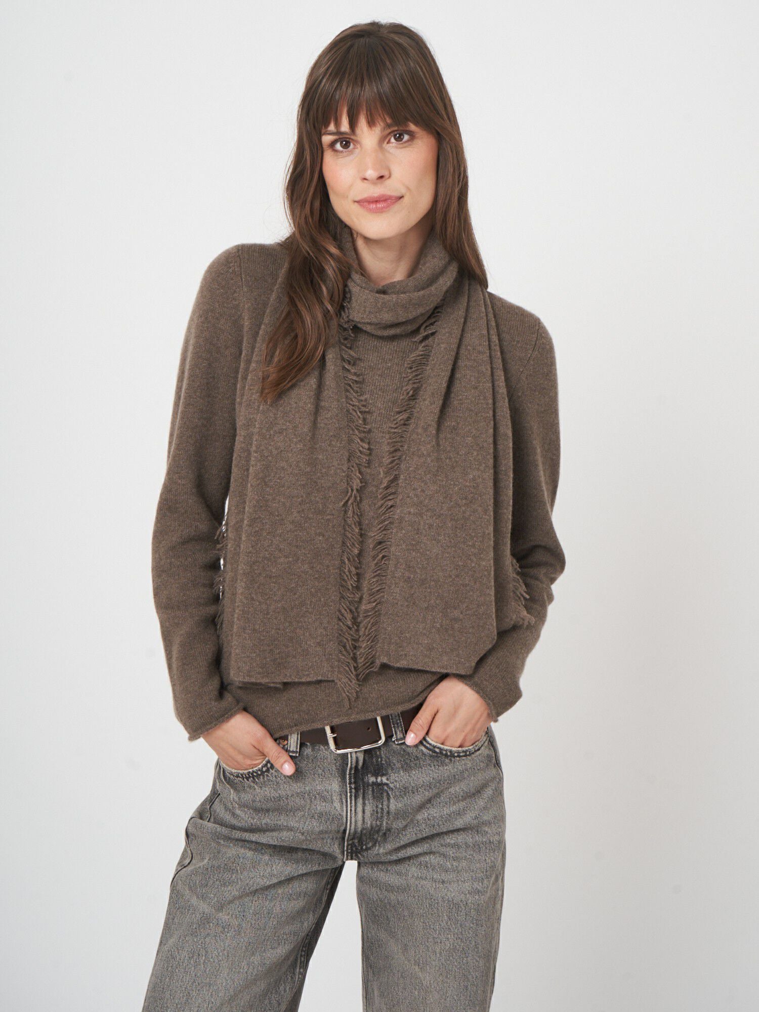 Fransad Scarf i Cashmere - Stenströms Store