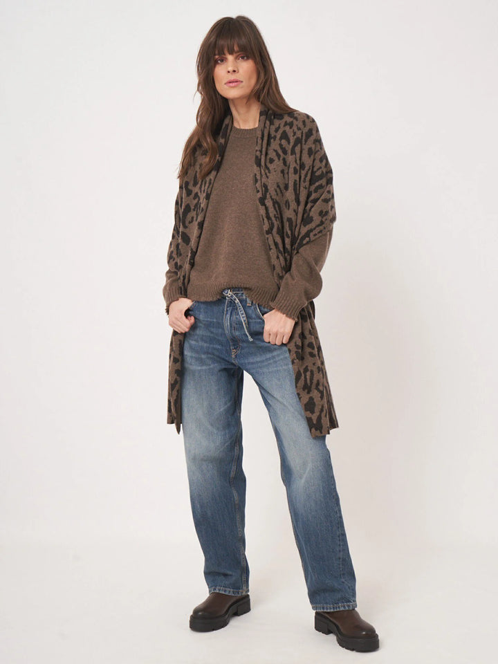 Leopardmönstrad Scarf i Cashmere - Stenströms Store