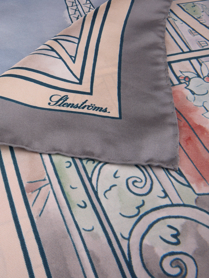 Paris-Mönster 65x65cm Sidenscarf - Stenströms Store