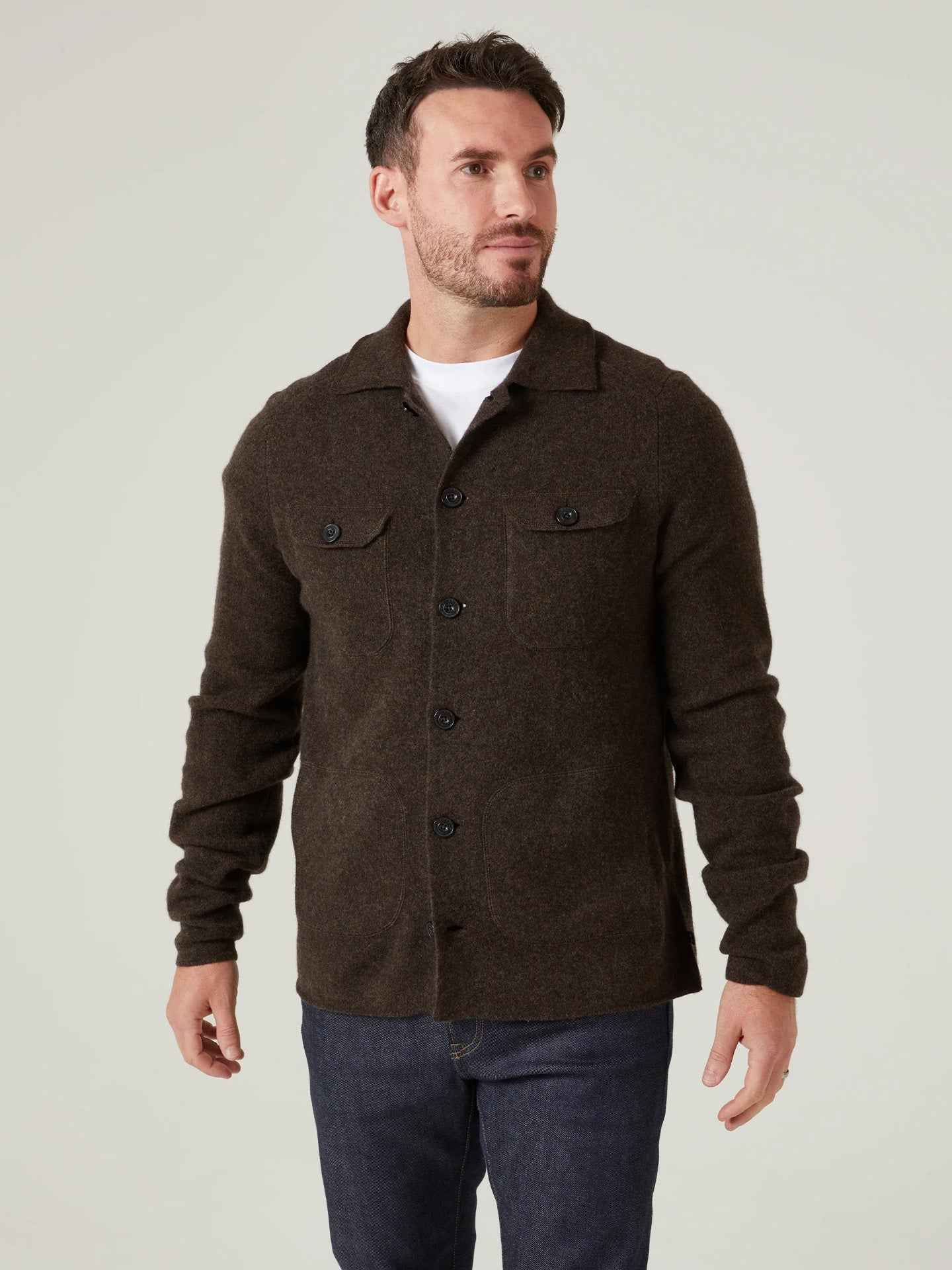 Stickad Overshirt i Lammull