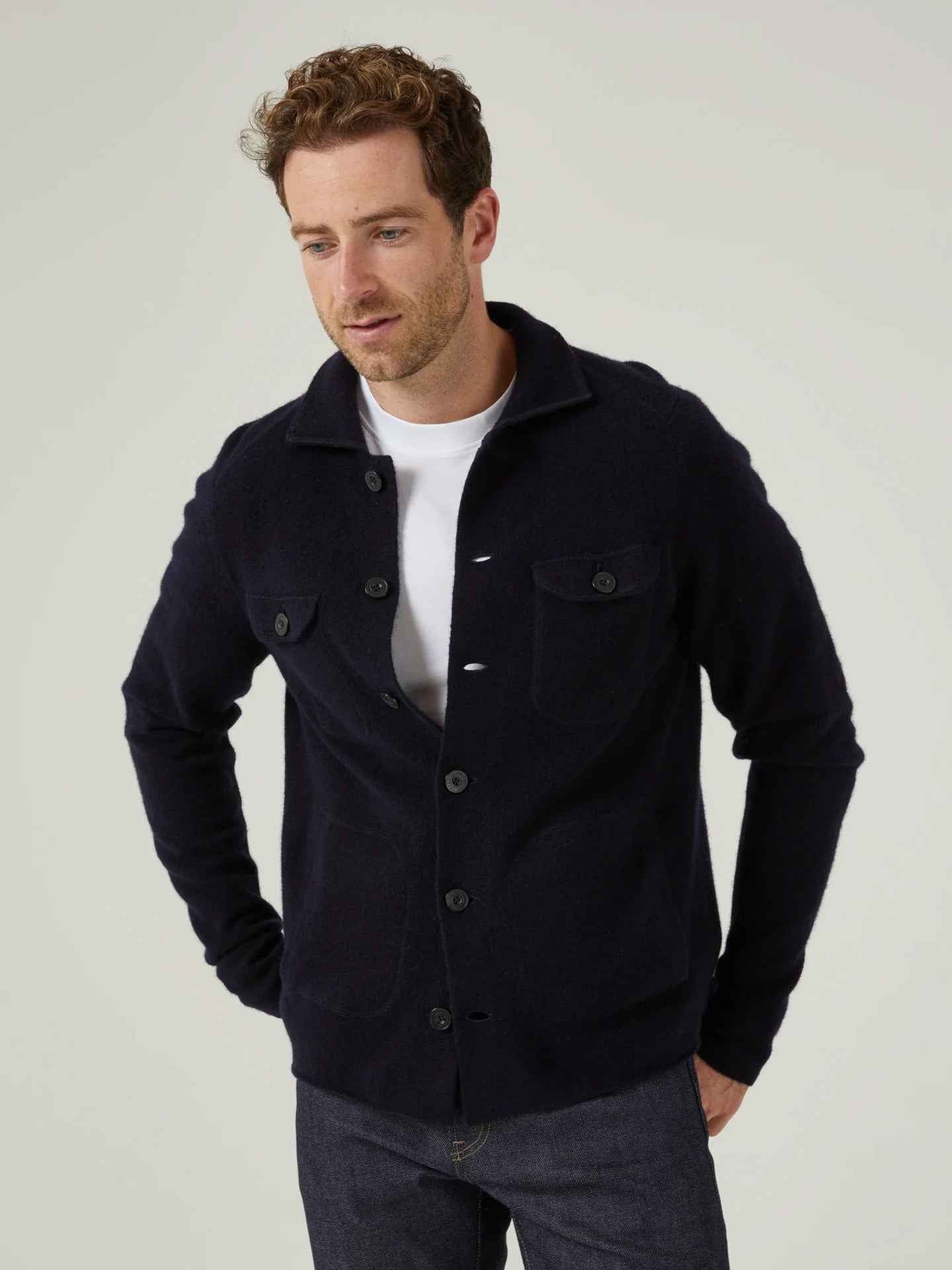 Stickad Overshirt i Lammull