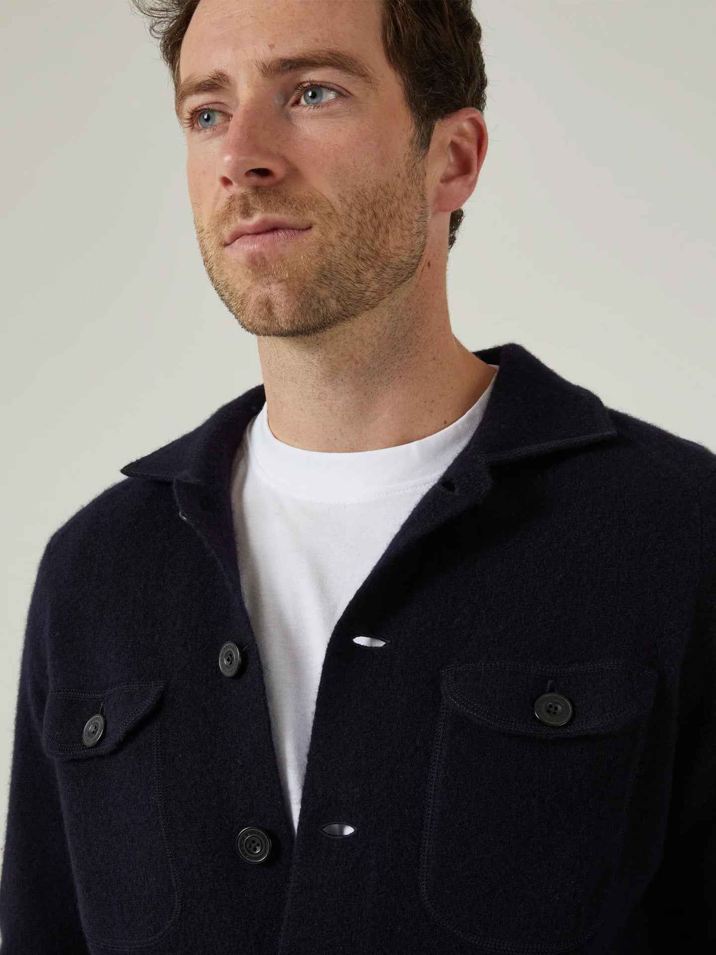 Stickad Overshirt i Lammull