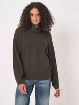 Mörkgrön Stickad Cashmere Polotröja