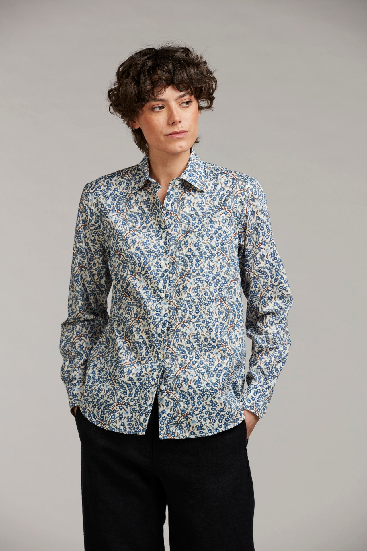 Blå Siri Relaxed Mönstrad Skjorta