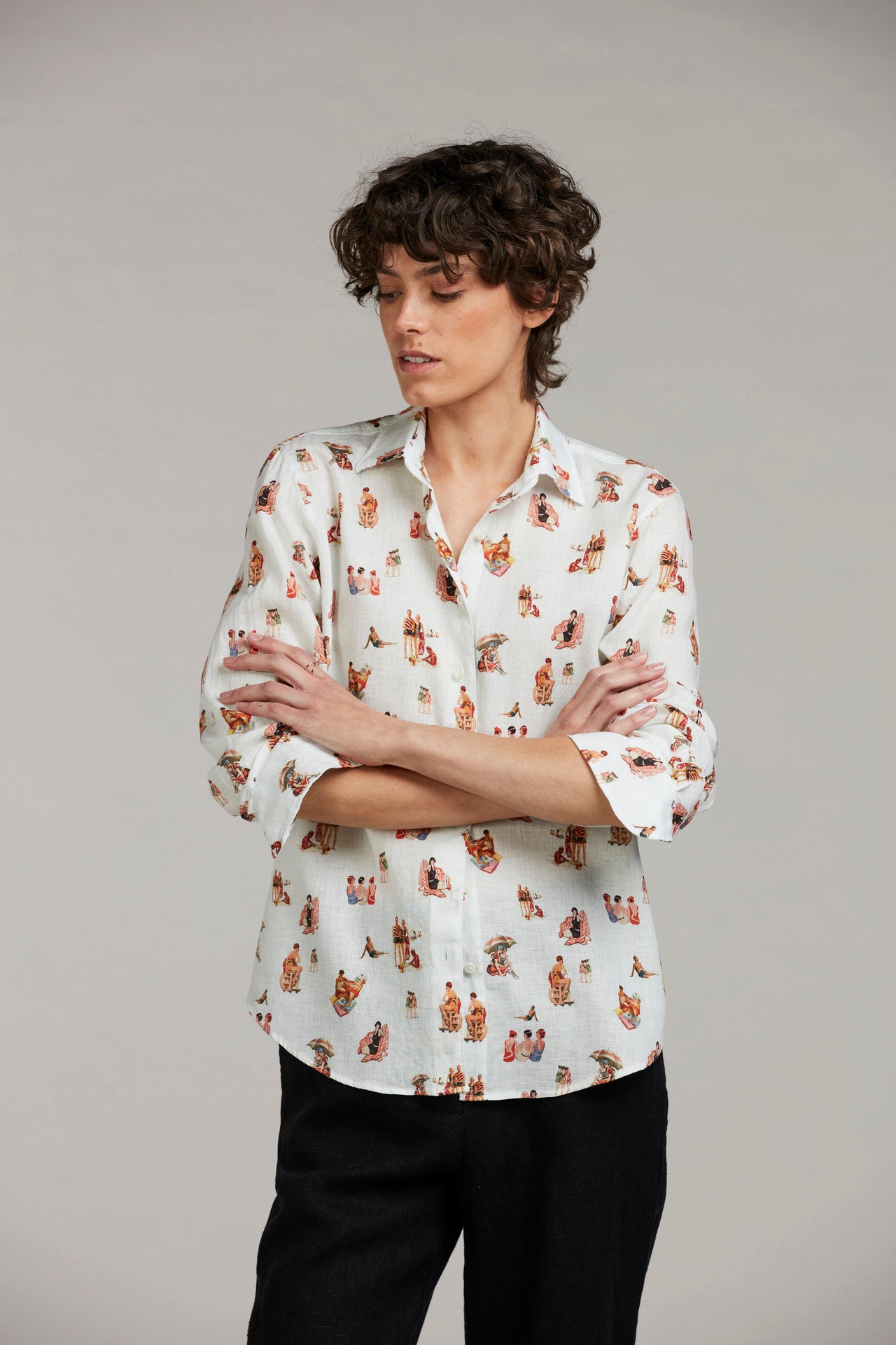 Siri Relaxed Mönstrad Linneskjorta