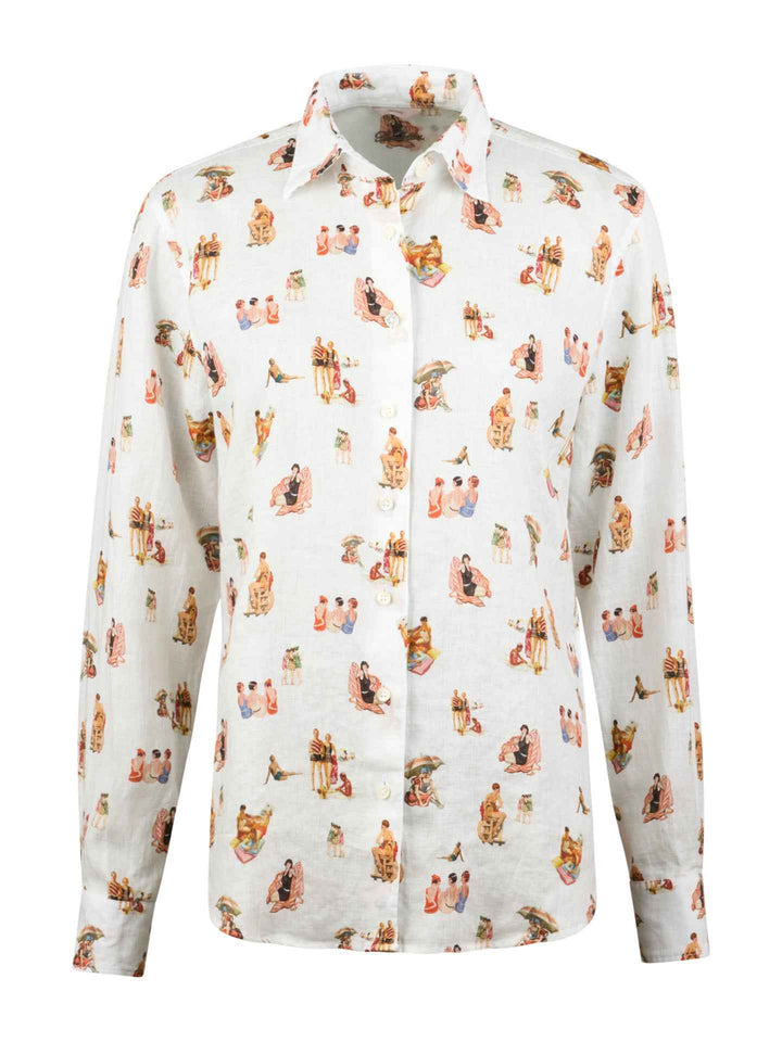 Siri Relaxed Mönstrad Linneskjorta