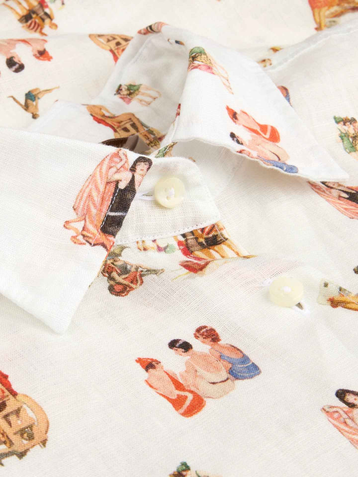 Siri Relaxed Mönstrad Linneskjorta