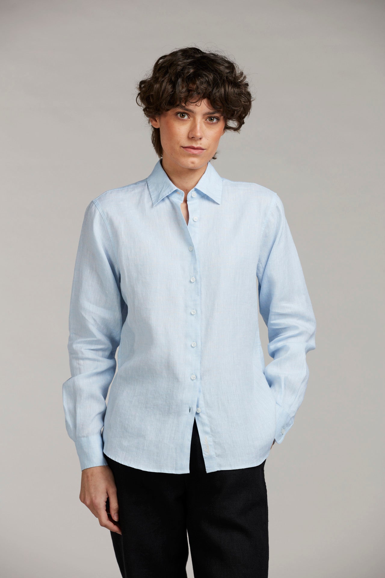 Ljusblå Siri Relaxed Linneskjorta