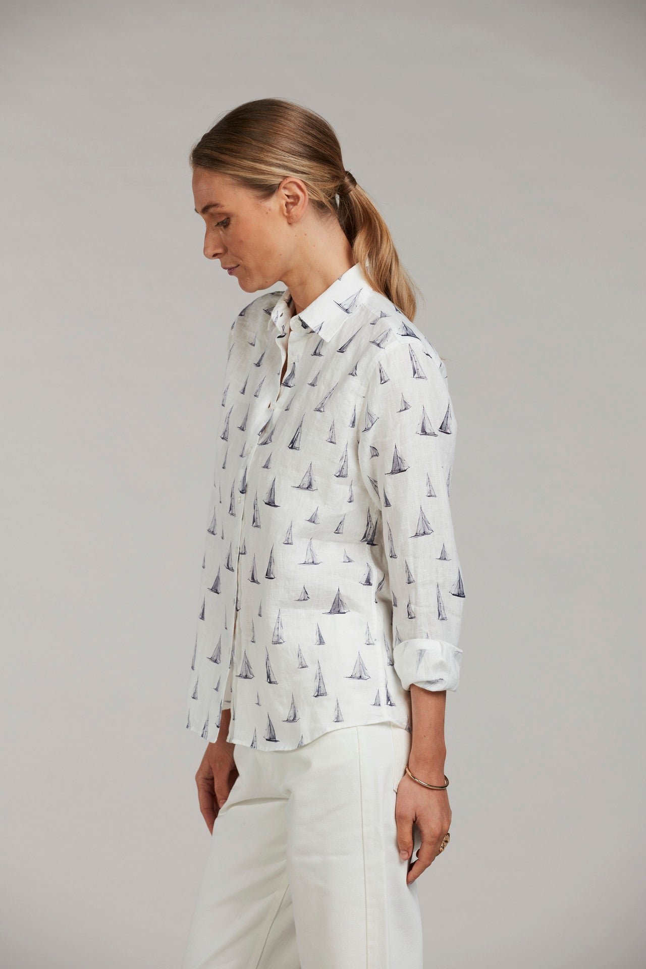 Siri Relaxed Linneskjorta - Segelbåtar