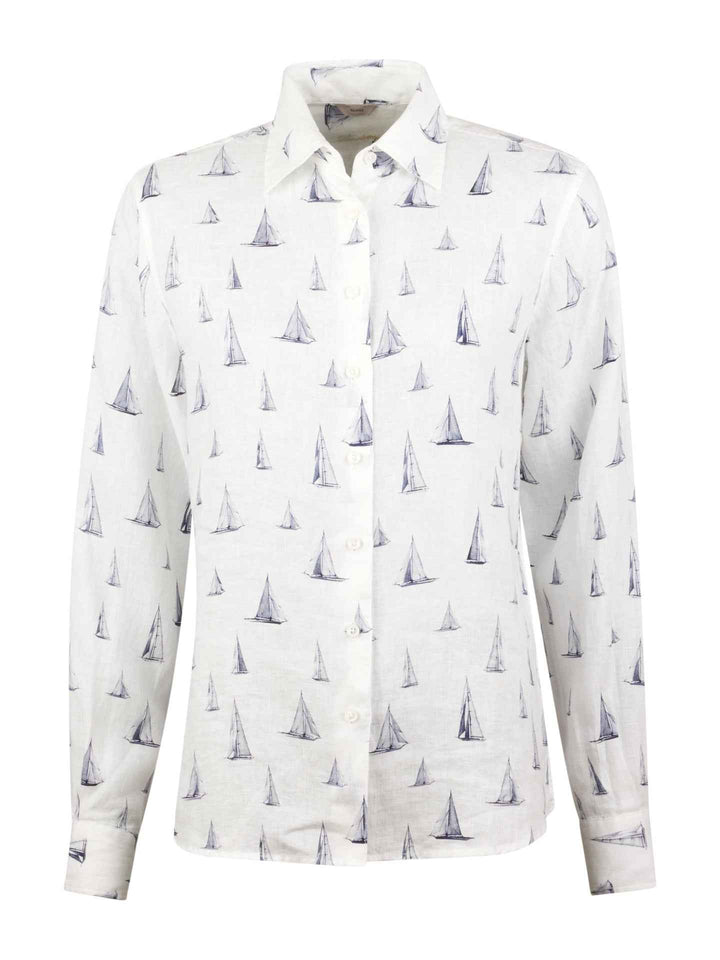 Siri Relaxed Linneskjorta - Segelbåtar