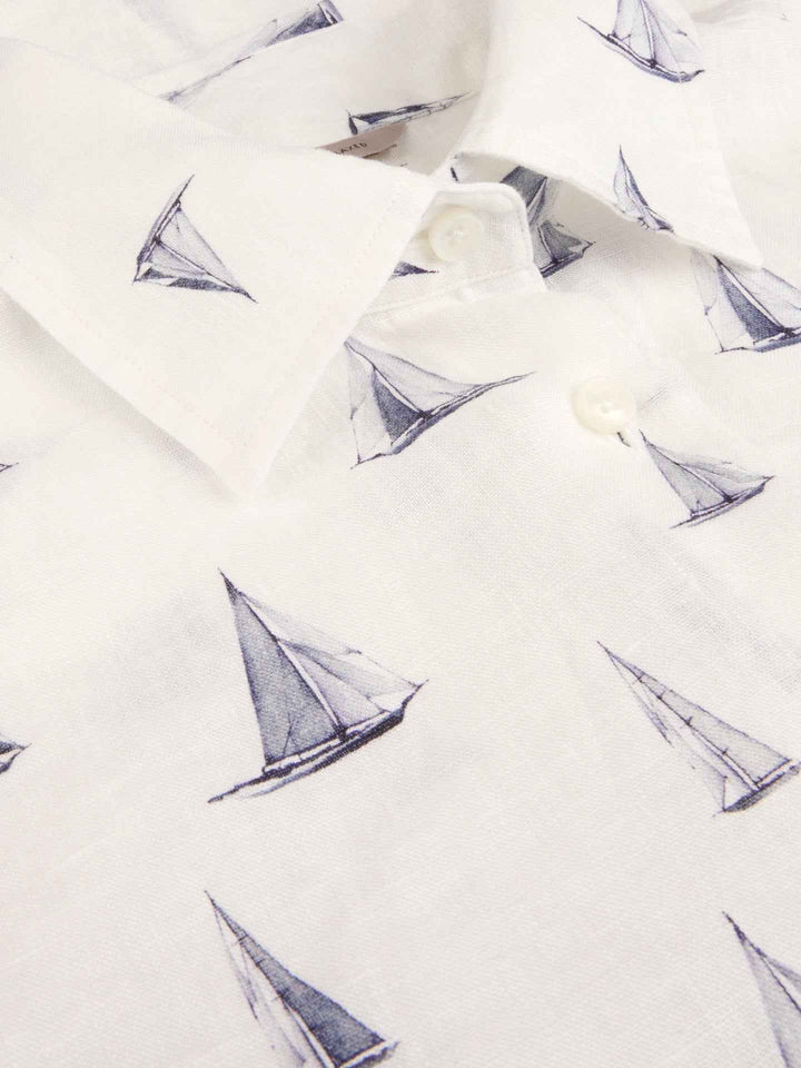 Siri Relaxed Linneskjorta - Segelbåtar