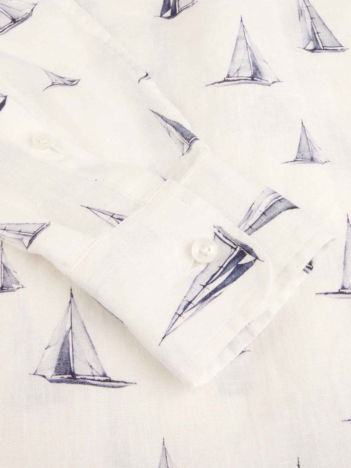 Siri Relaxed Linneskjorta - Segelbåtar