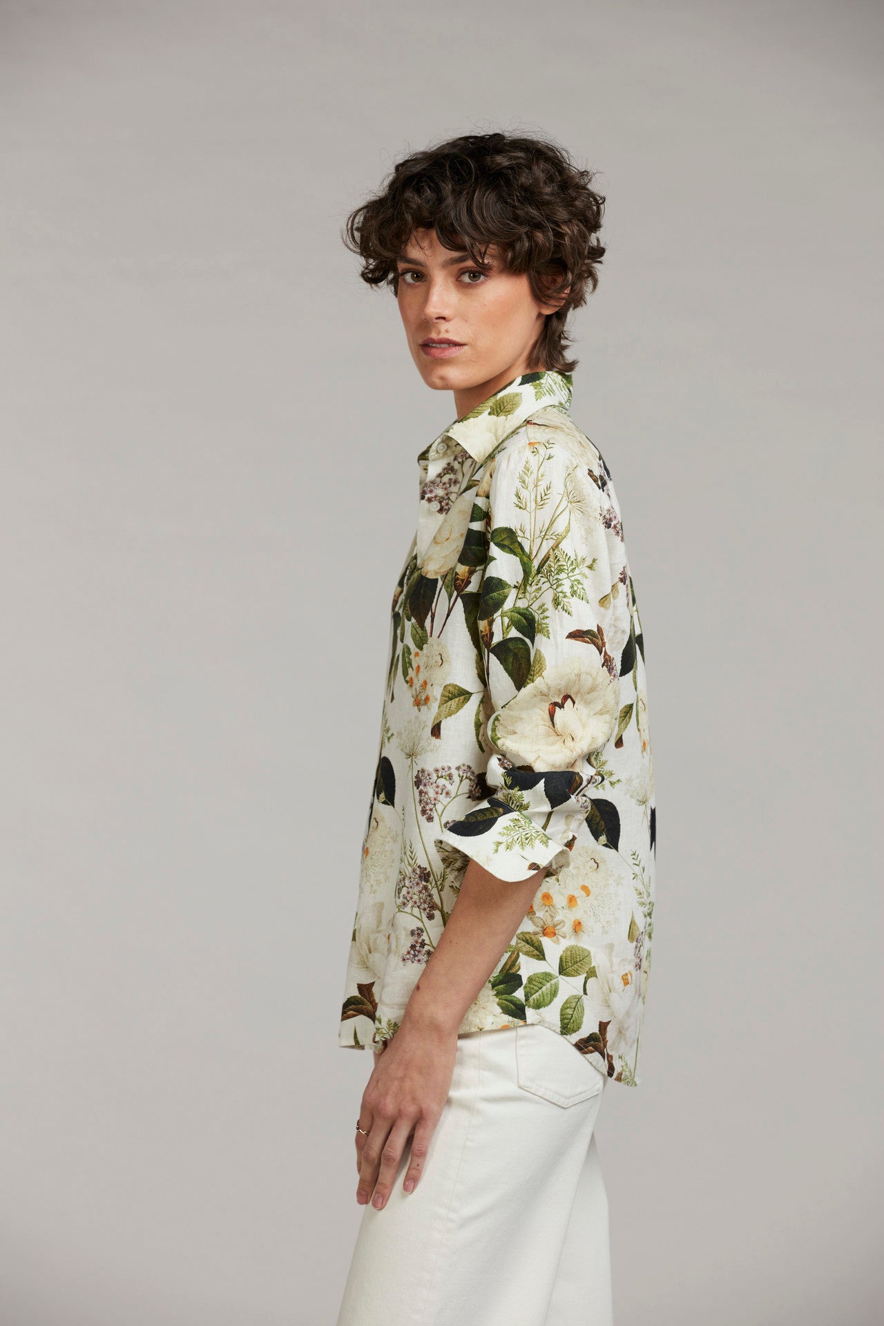 Siri Relaxed Mönstrad Linneskjorta