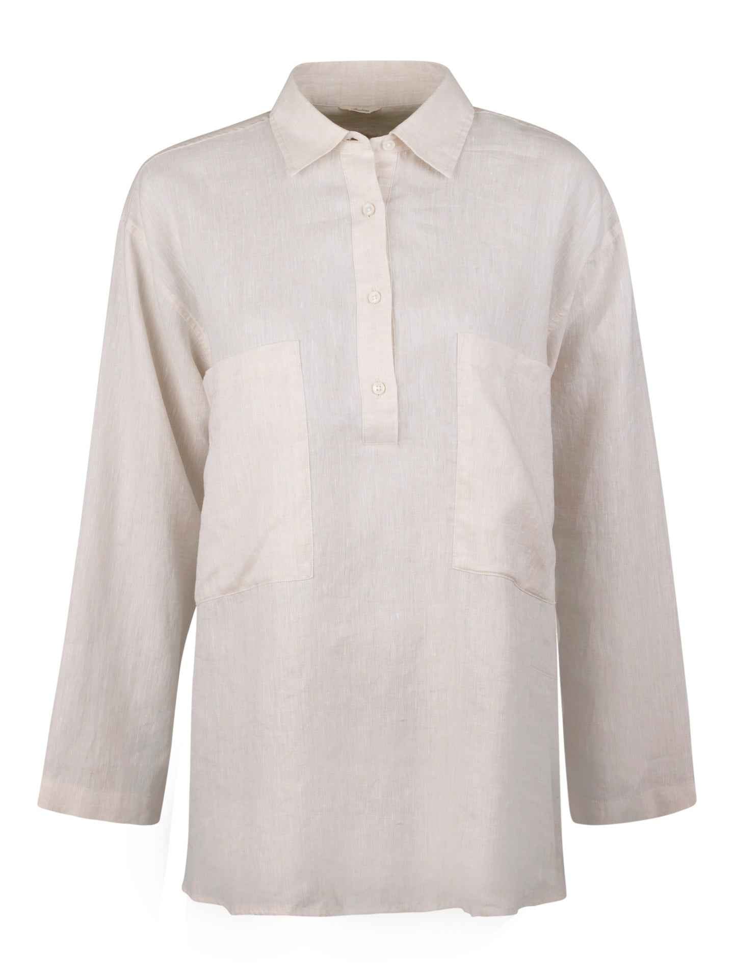 Beige Elin Oversize Popover Linneskjorta