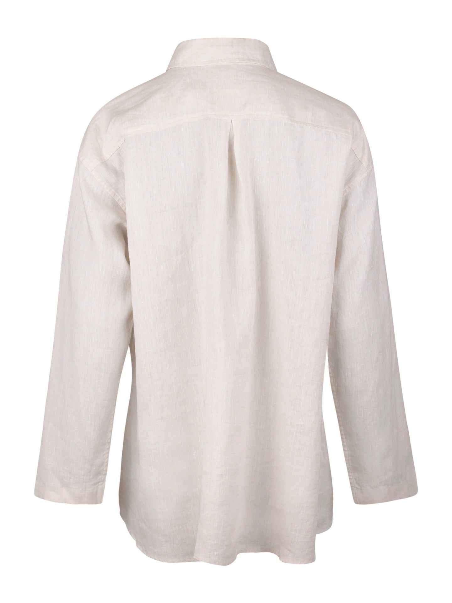 Beige Elin Oversize Popover Linneskjorta