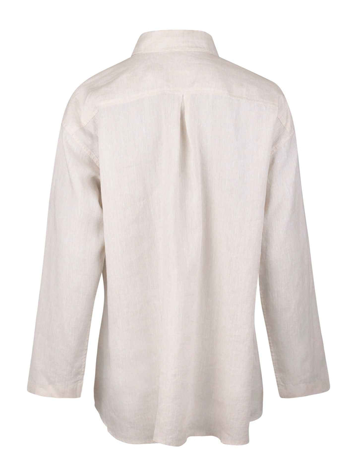 Beige Elin Oversize Popover Linneskjorta