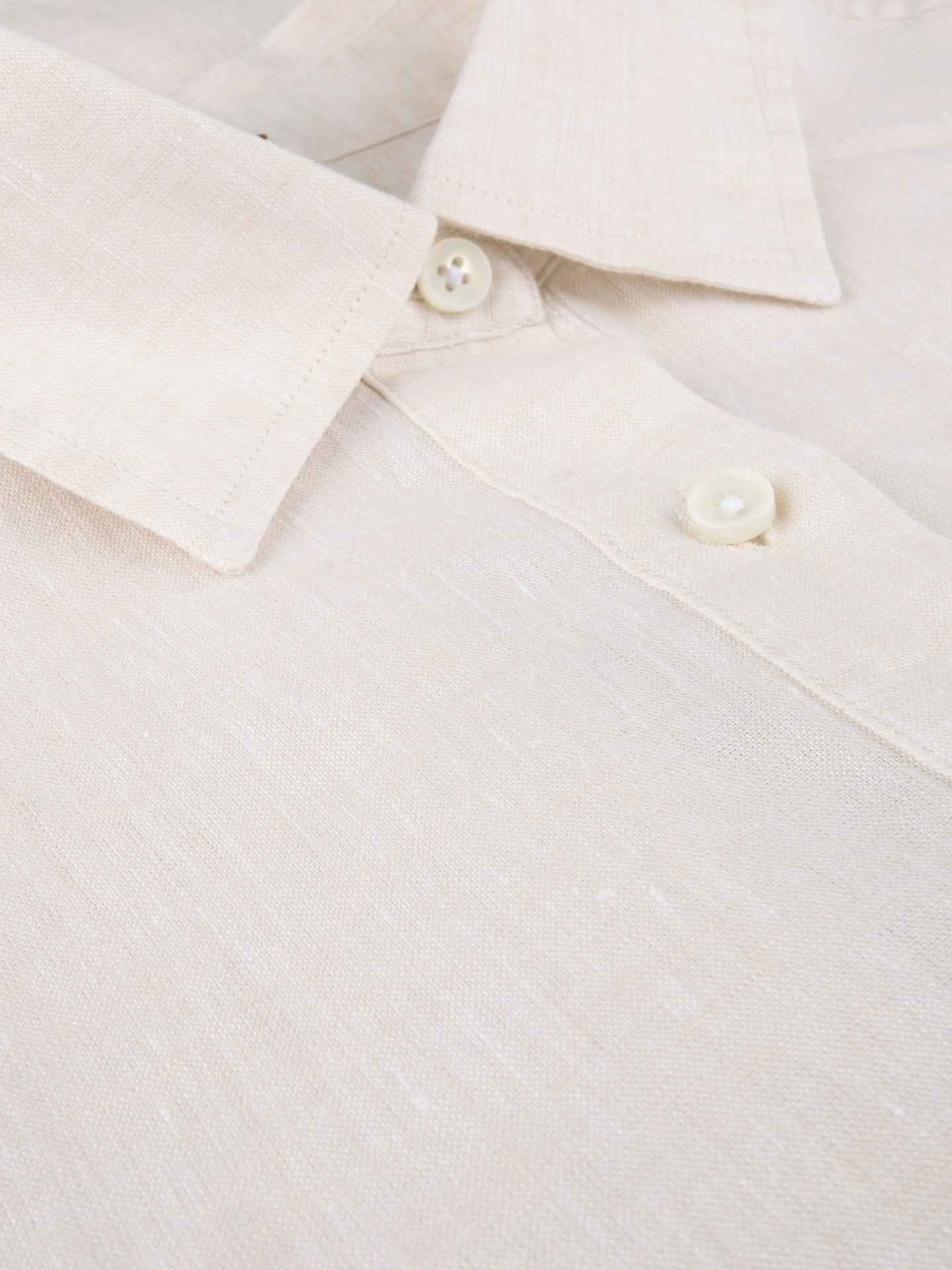 Beige Elin Oversize Popover Linneskjorta