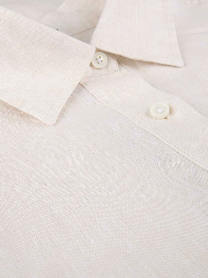 Beige Elin Oversize Popover Linneskjorta
