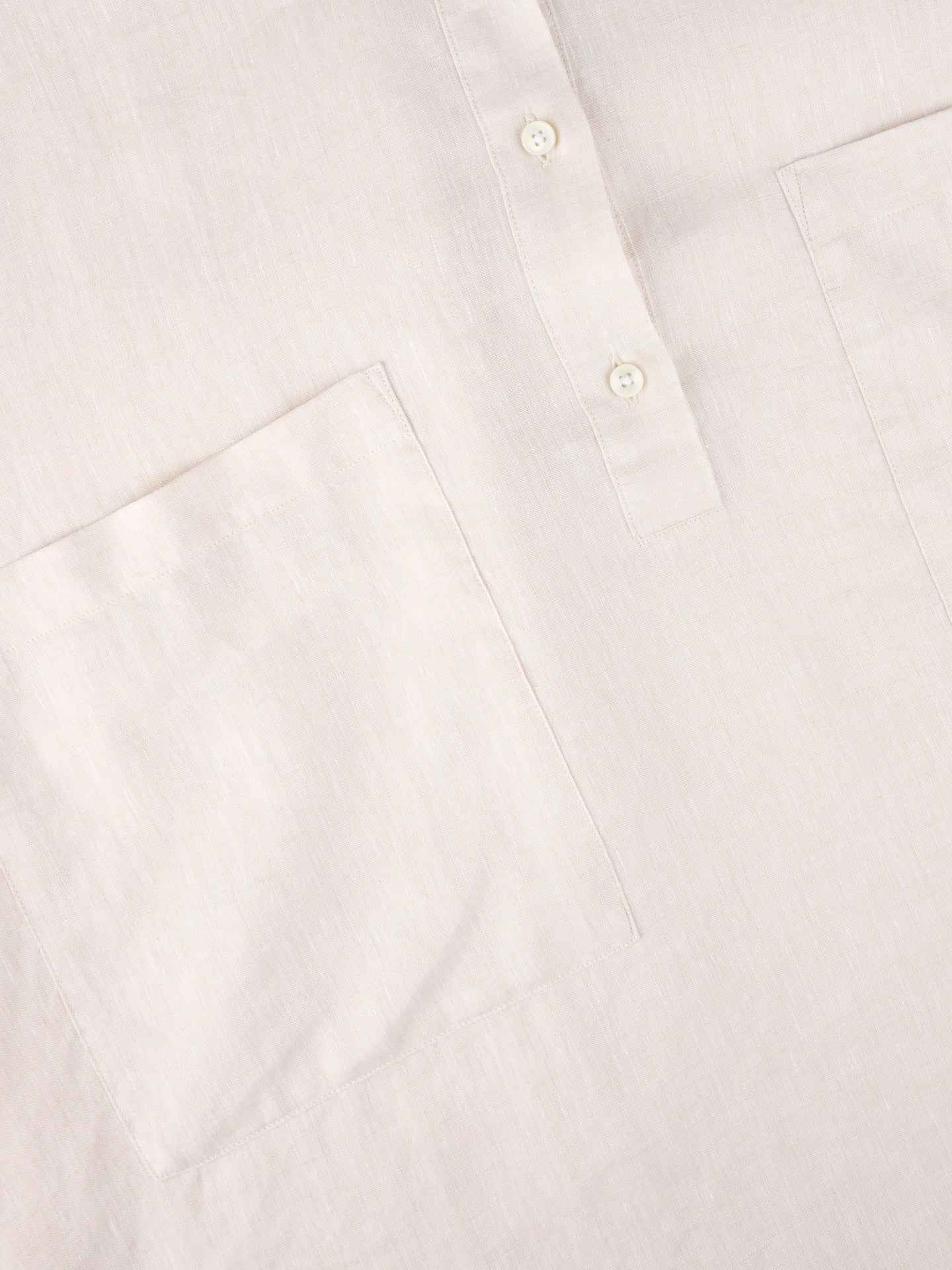 Beige Elin Oversize Popover Linneskjorta