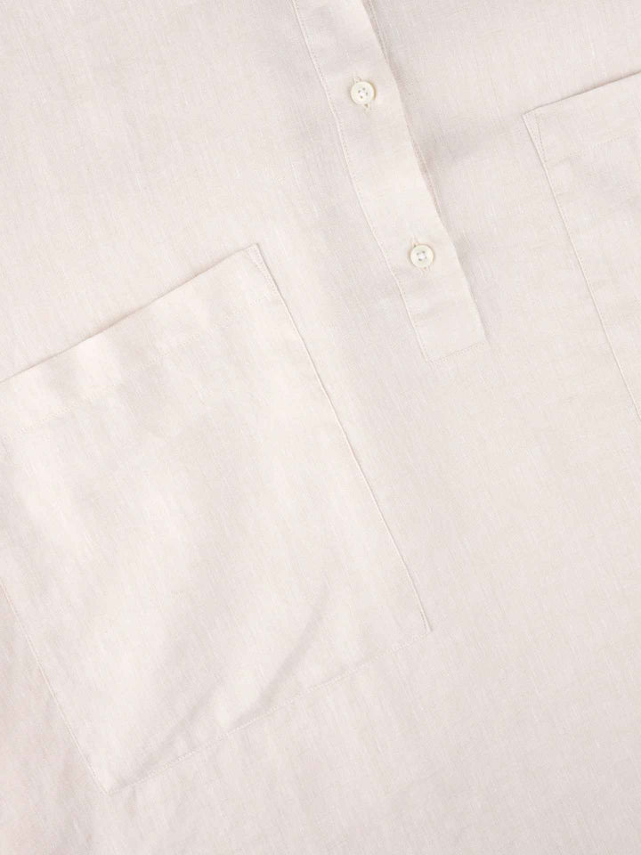 Beige Elin Oversize Popover Linneskjorta