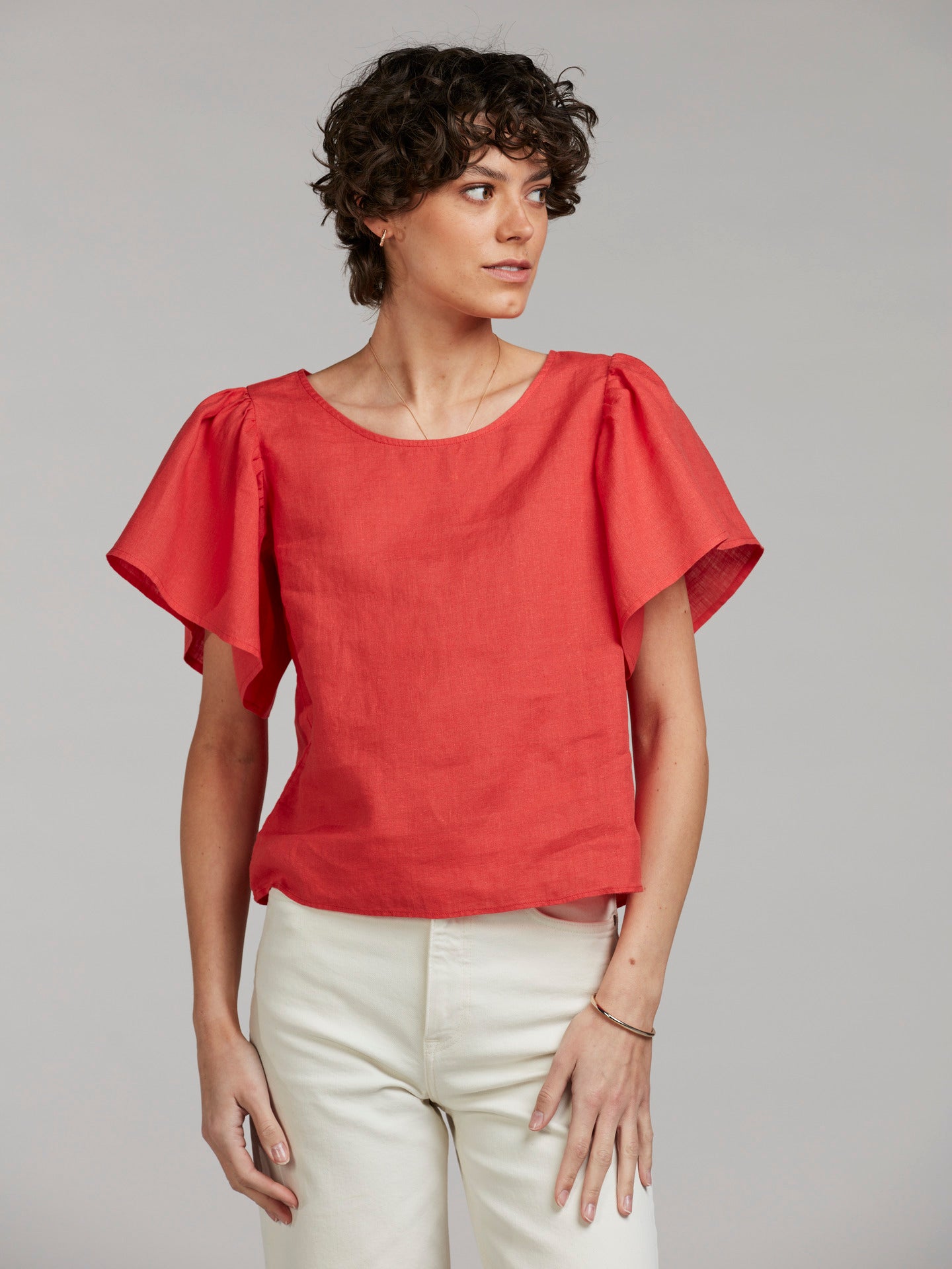 Röd Leona Relaxed Linneblus - Stenströms