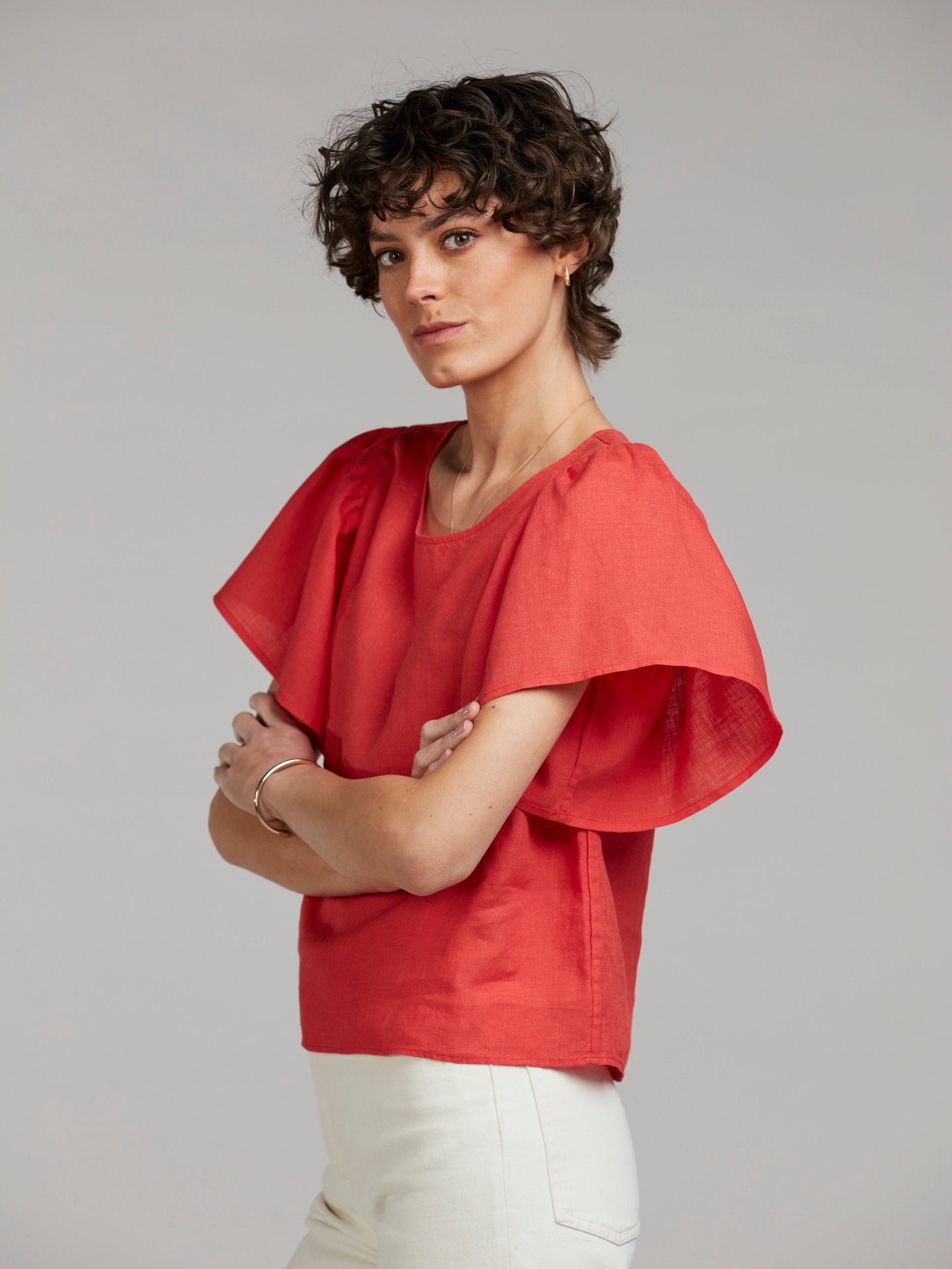 Röd Leona Relaxed Linneblus