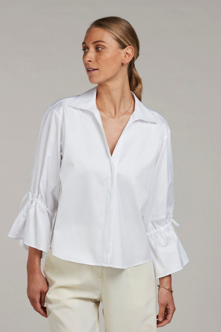 V-hals blus - Vit
