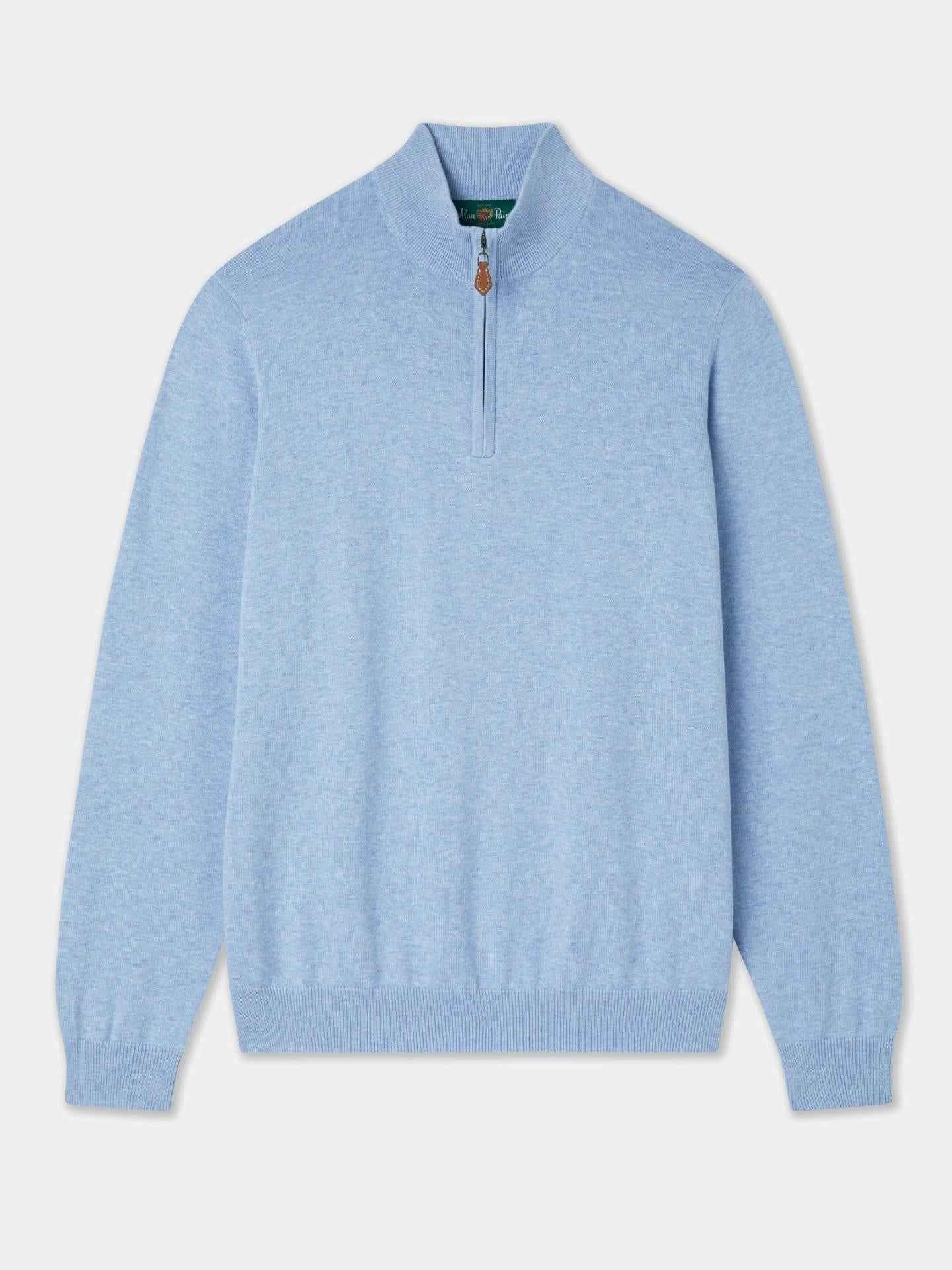 Ljusblå Cotton Cashmere Half-zip Tröja