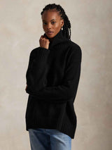 Svart Oversize Chunky Polotröja i Ull