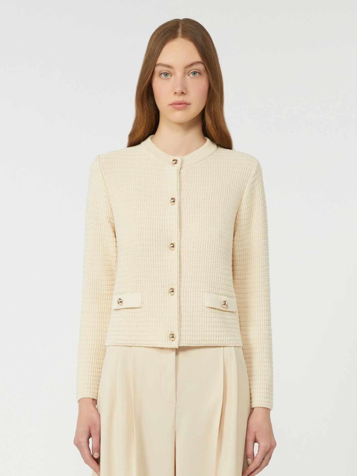 Cropped Stickad Bomullskofta