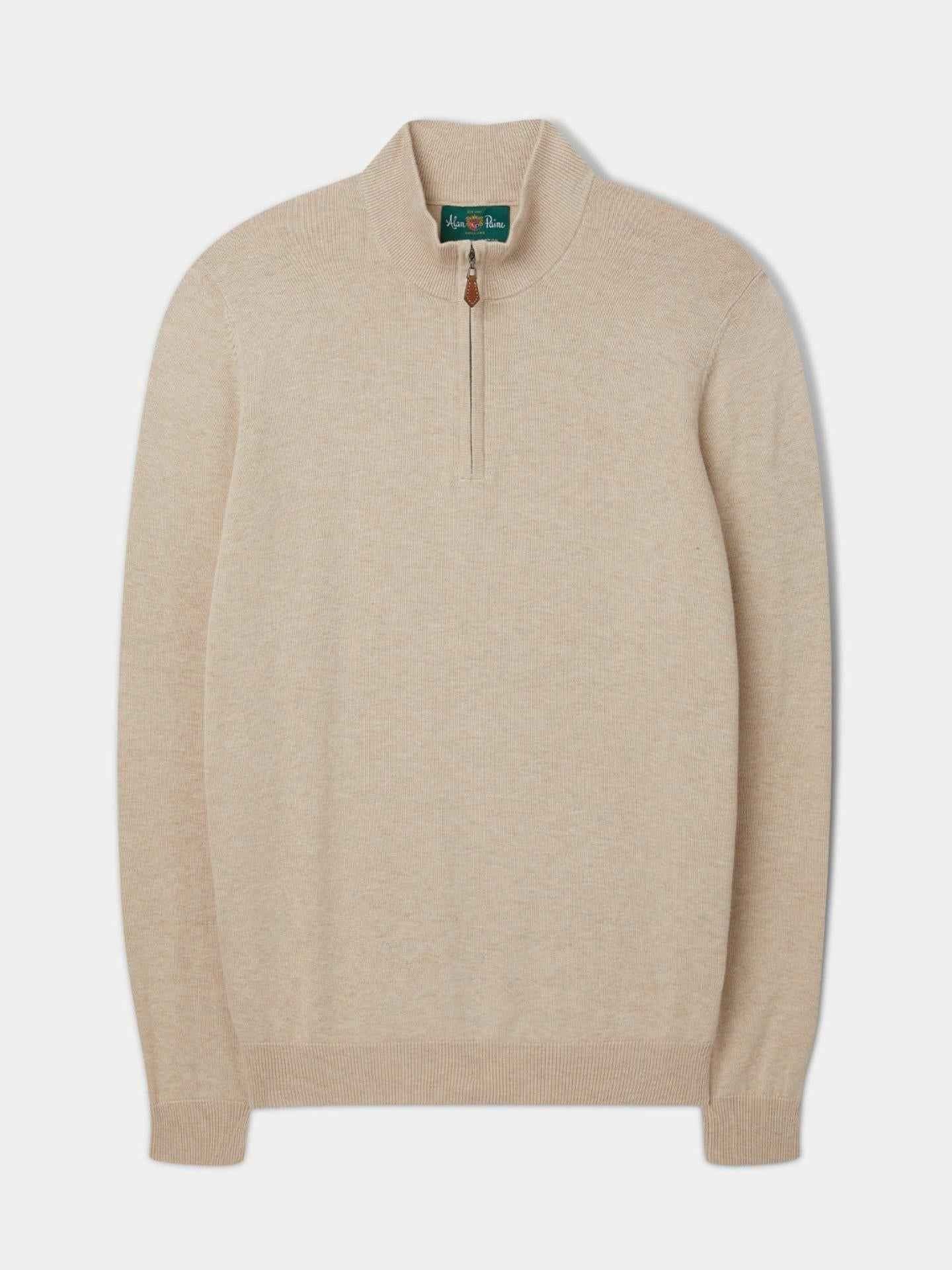 Sand Cotton Cashmere Half-zip Tröja