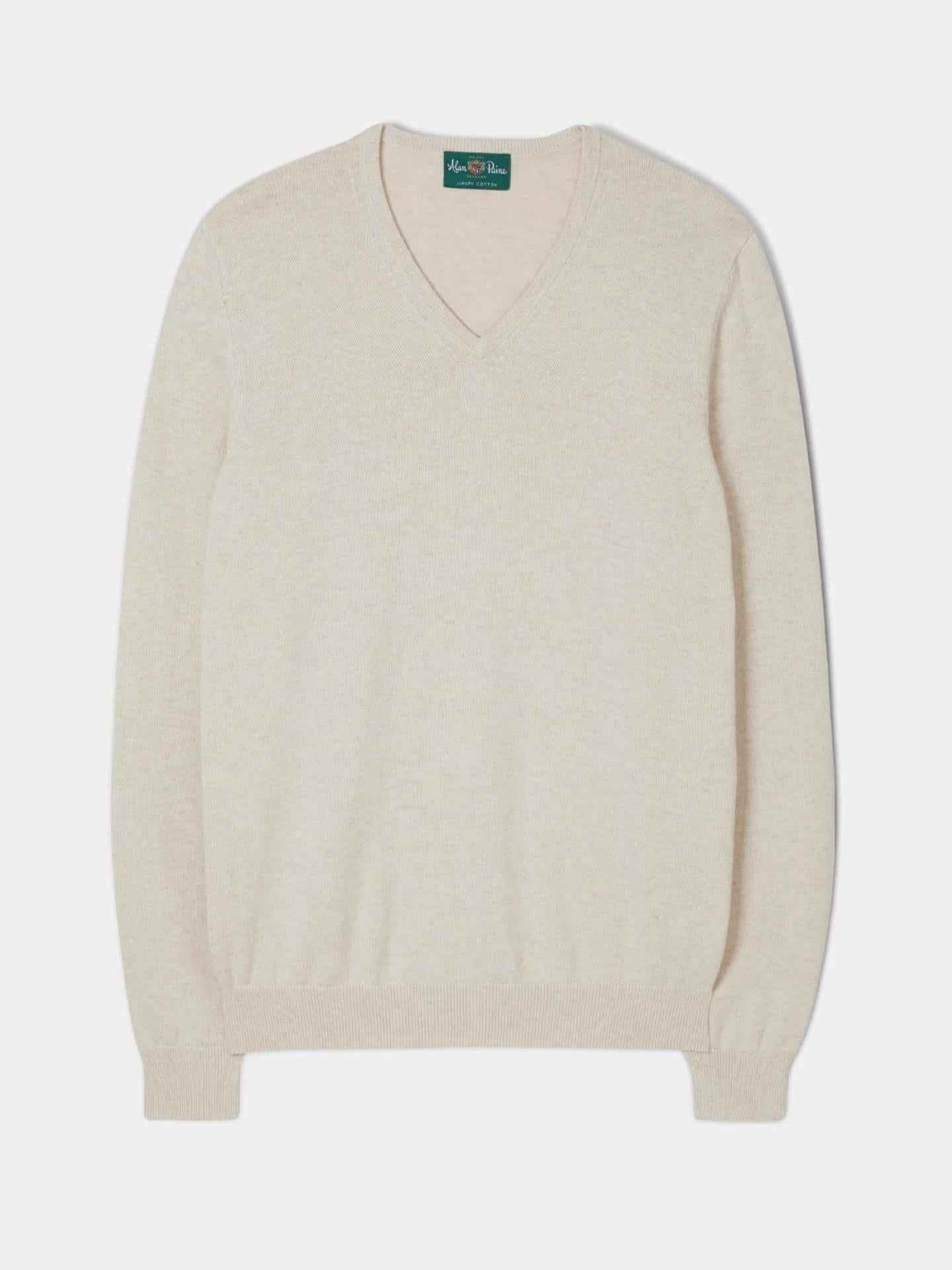 Sand V-hals Cotton Cashmere Tröja