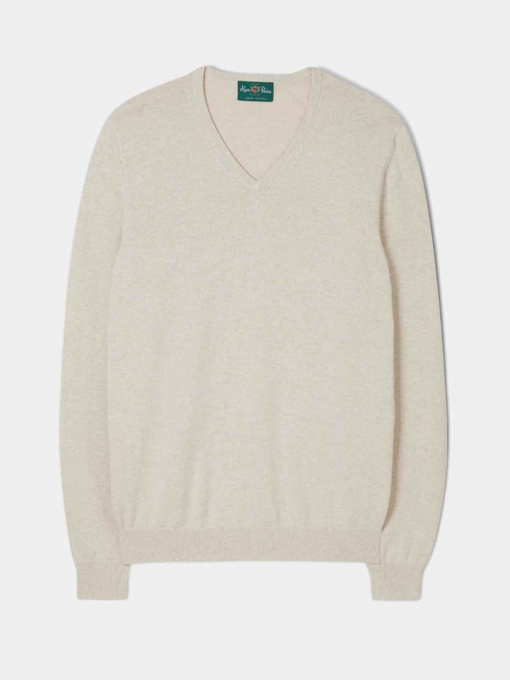 Sand V-hals Cotton Cashmere Tröja