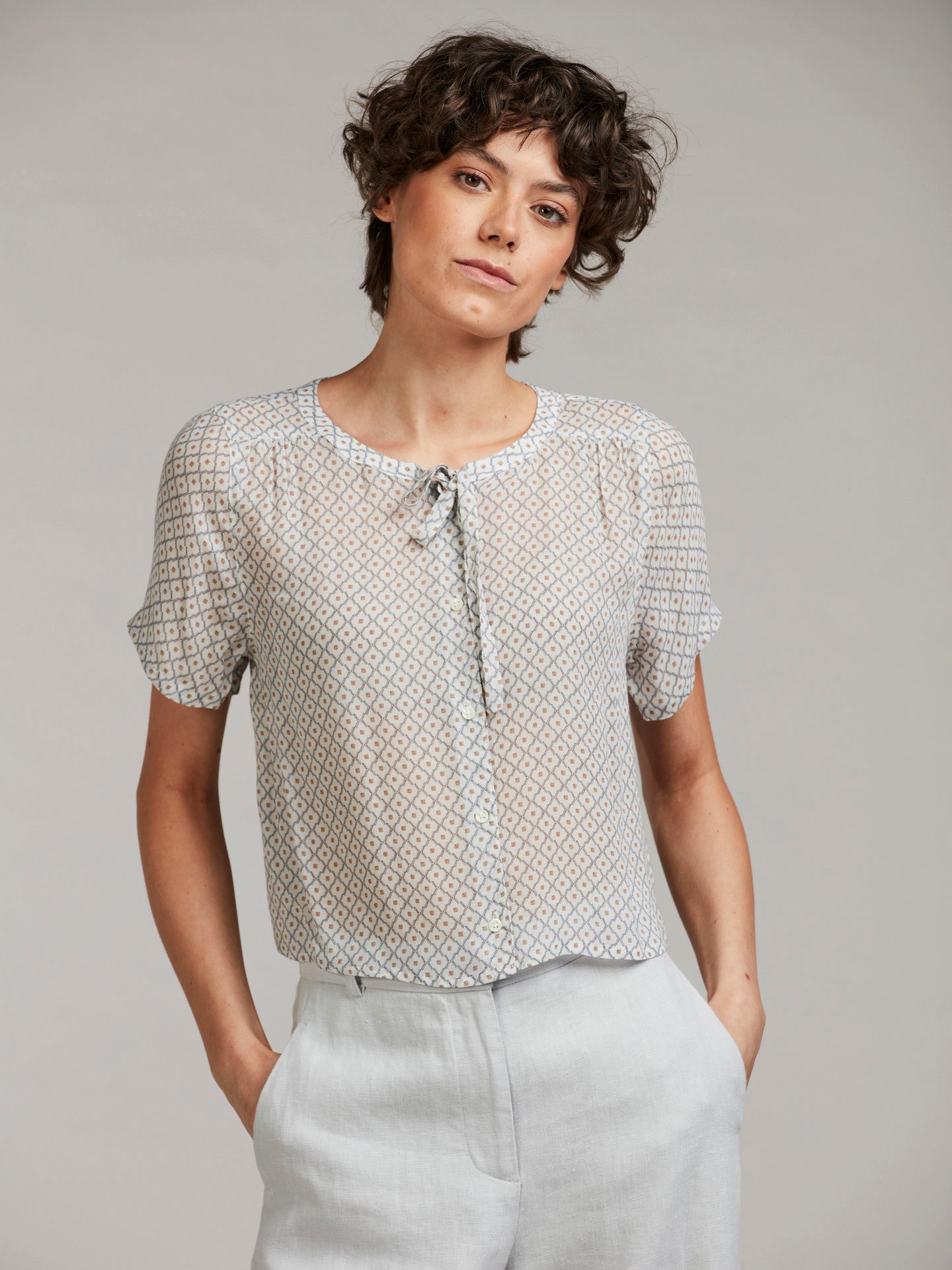 Vit Lilo Mönstrad Blus - Stenströms