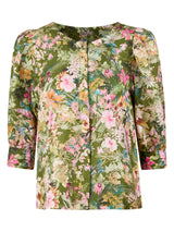 Grön Lykke Blommig Blus
