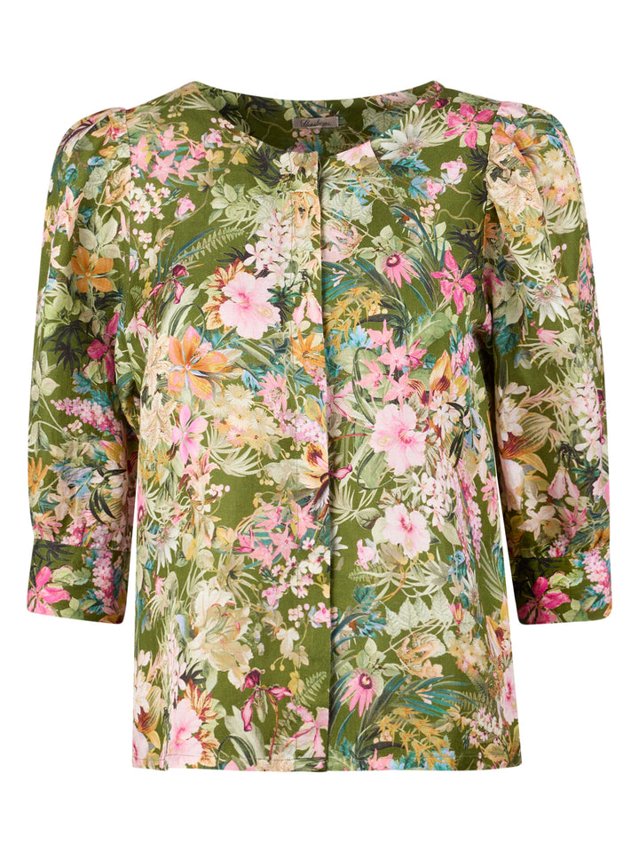 Grön Lykke Blommig Blus - Stenströms