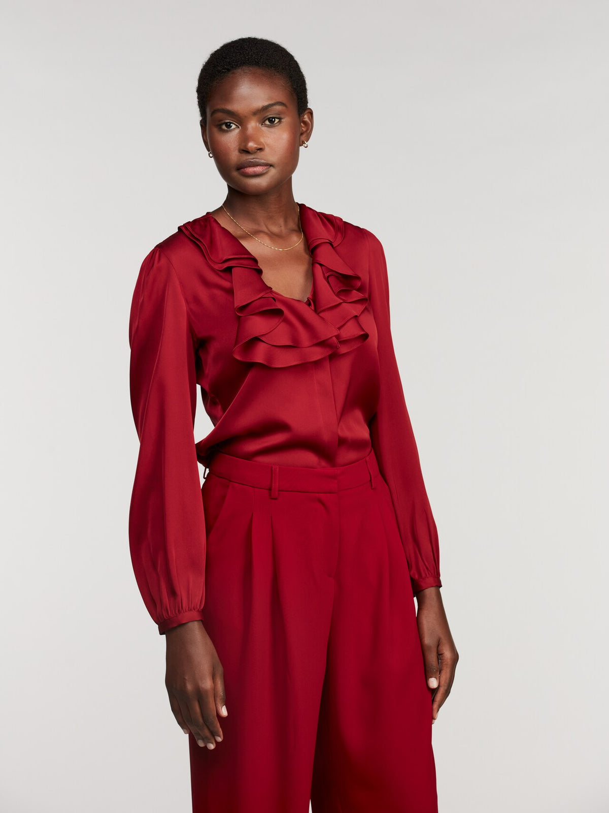 Red Mona Silk Blouse