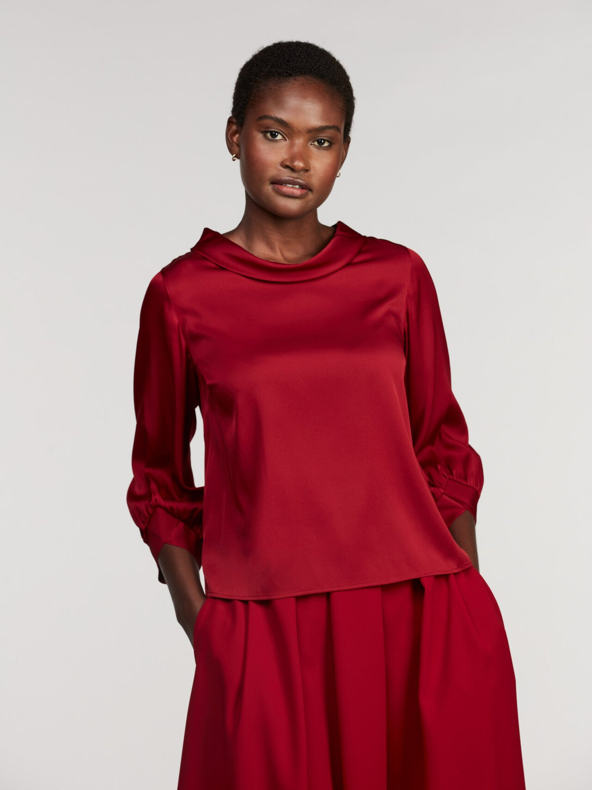 Red Mia Silk Blouse
