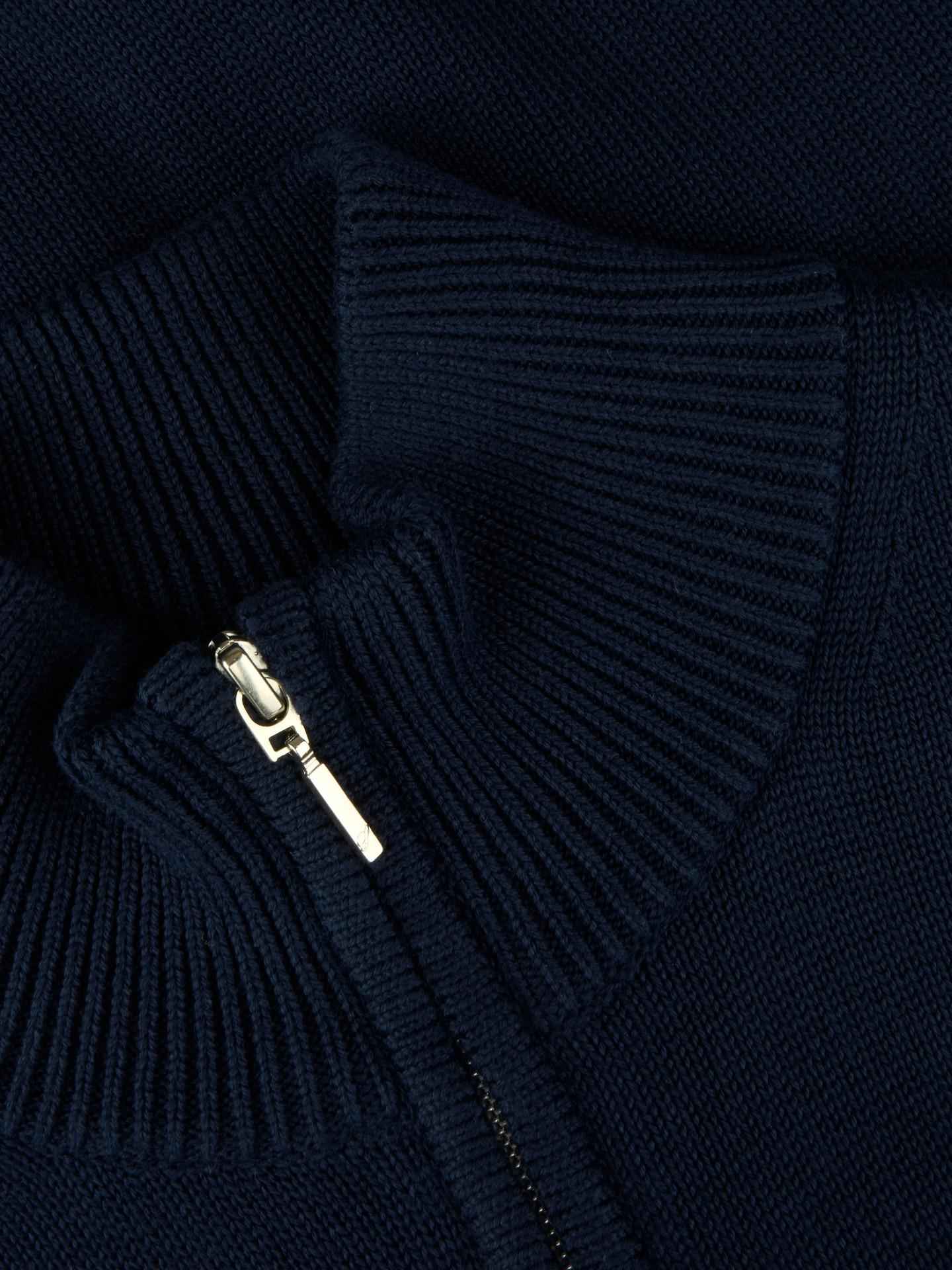Marinblå Strukturstickad Zip Cardigan