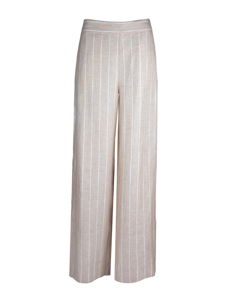 Beige Eve Randiga Linnebyxor - Stenströms