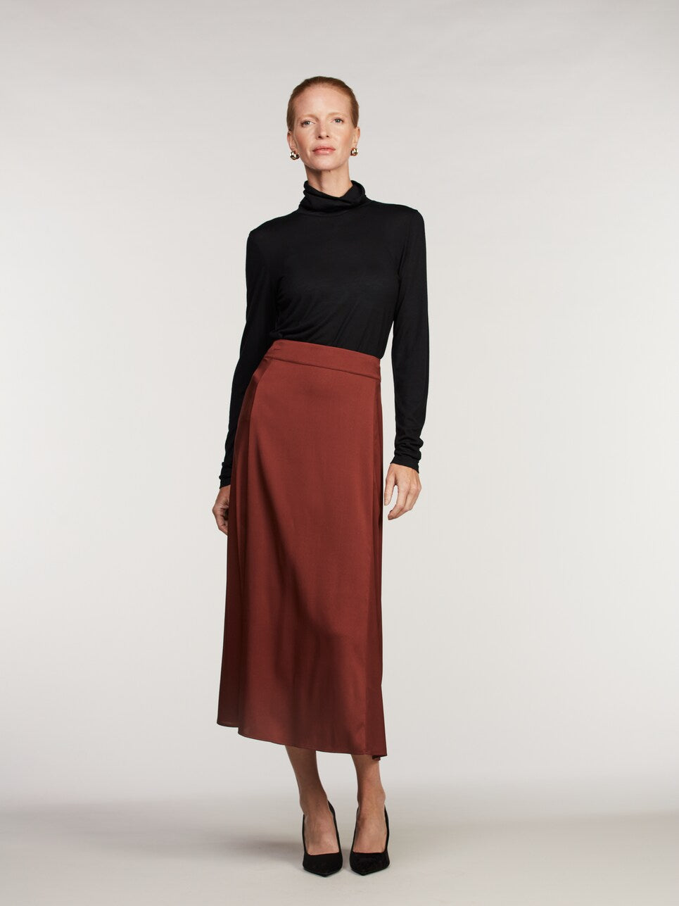 Dark Red Jada Silk Skirt