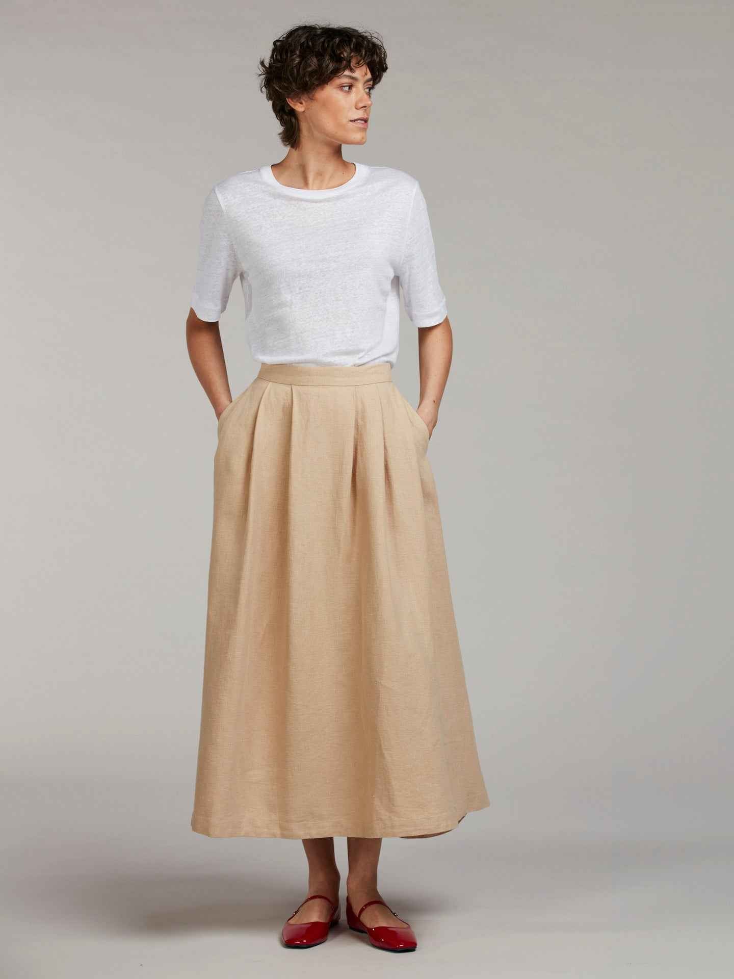 Beige Lorena Linnekjol