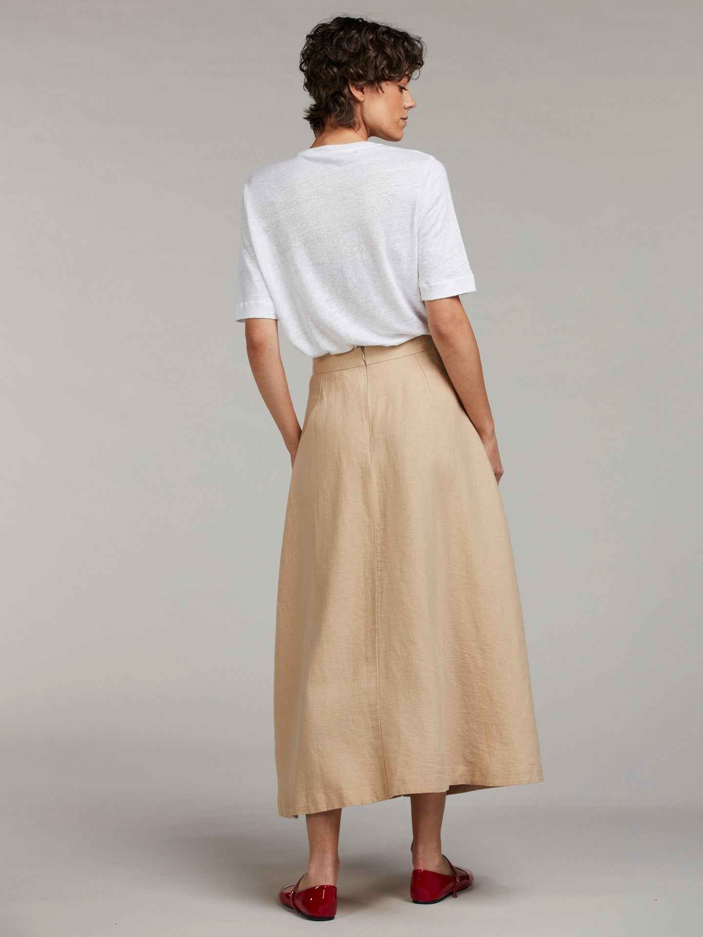 Beige Lorena Linnekjol