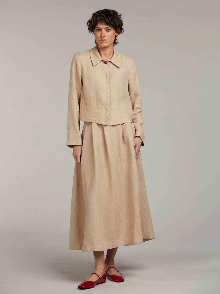 Beige Lorena Linnekjol