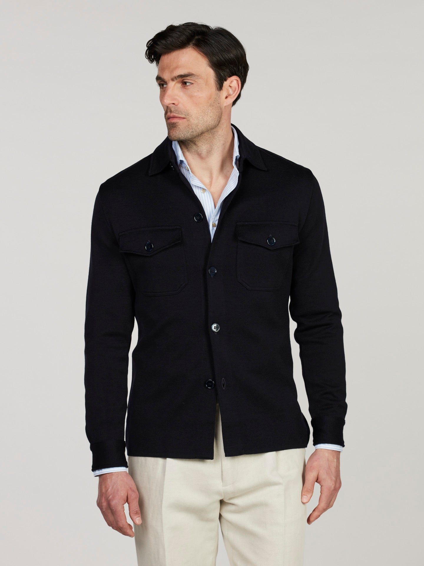 Marinblå Milano Knit Overshirt
