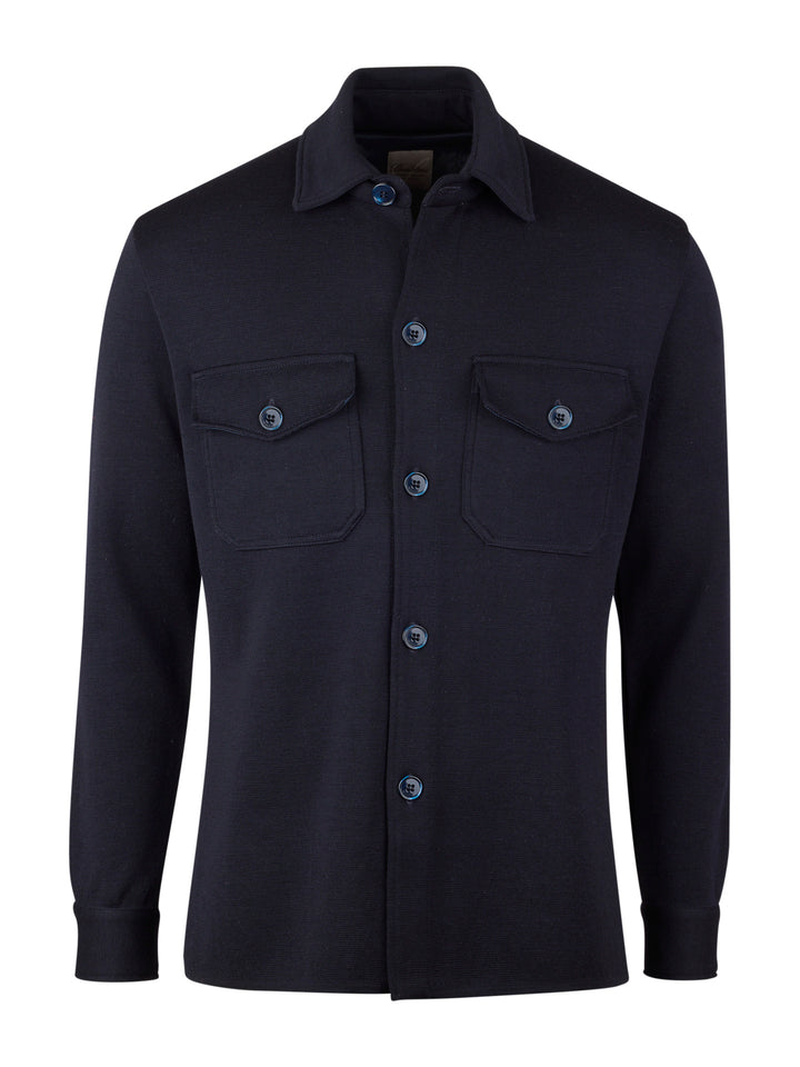 Stenströms - Mörkblå Stickad Milano Knit Overshirt