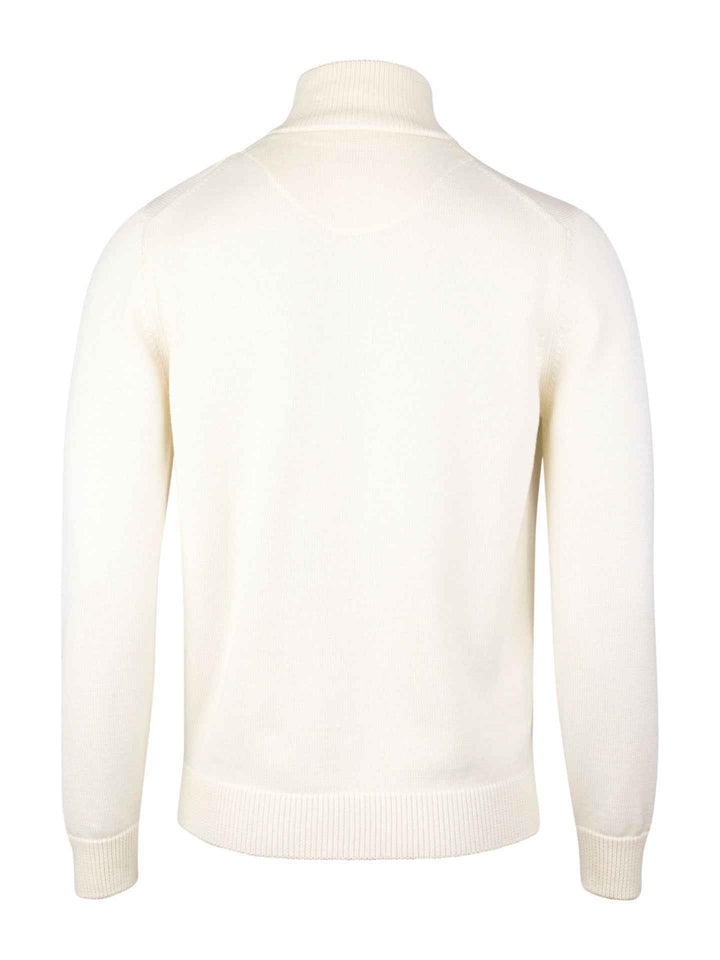 Off-white Strukturstickad Zip Cardigan
